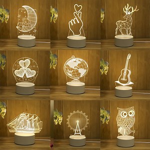 [Hot Item] 3D Illusion Creative LED RGB Bedside Night Lamp Acrylic Light Base for Christmas Gift