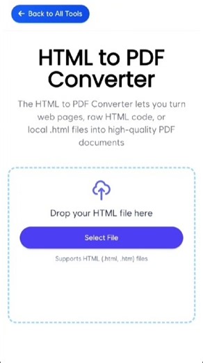 AI Tool Website on Instagram: "Convert HTML files or live webpages into clean, professional, and perfectly formatted PDF documents in just seconds. Ideal for developers, designers, marketers, businesses, and anyone who needs reliable document exports. 🚀 Why use this tool? ✅ Accurate HTML rendering ✅ High-quality PDF output ✅ Fast & smooth conversion ✅ No signup, no watermark ✅ Works on all devices Create reports, invoices, landing pages, or website snapshots effortlessly with FutureToolsOnline.