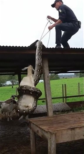 Python Caught a Goat — Officer Smashes with Epic Rescue Move #python #rescue #wildlife