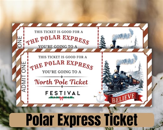 Polar Express Ticket Printable, Christmas Train Party Invitation, Holiday Pajama Party Decor, Digital Download - Etsy Canada