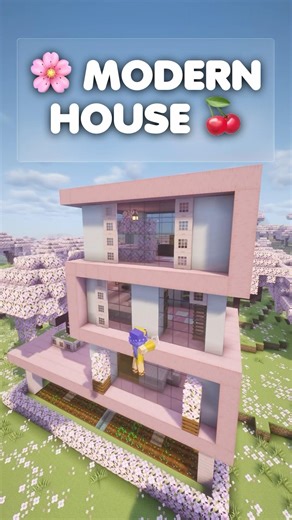 Minecraft Tutorial | Modern Cherry House 🍒 #minecraft #shorts