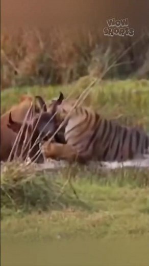Unbelievable Fight: Gaur Stands Against a Tiger Attack