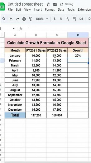 Growth Formula in Google Sheet