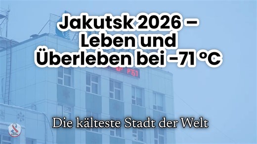 Jakutsk 2026 – Leben und Überleben bei −71 °C | Die kälteste Stadt der Welt Im Januar 2026 reisten wir nach **Jakutsk**, der kältesten dauerhaft bewohnten Stadt der Welt. Hier wurde einst eine Temperatur von **−71 °C** gemessen. Gemeinsam mit unserem lokalen Team haben wir den Alltag in extremer Kälte dokumentiert: Menschen und ihr Leben, Gebäude und Fahrzeuge, die Kultur des rohen und gefrorenen Fisches, das Eismuseum, Erdgasversorgung und das besondere Toilettensystem dieser Region. Dieses Vid