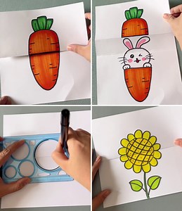 3.4M views · 9.4K reactions | Learn to Draw Bunny in Carrot and Flowers This Easter | Kidpid | Facebook
