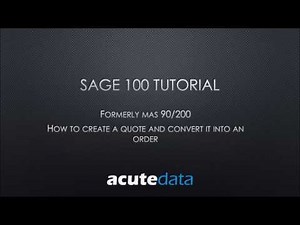 Sage 100 How to create a Quote and convert into an Order in Sales Order Video Lecture | A detailed Guide to SAGE 100 - Data and Analytics
