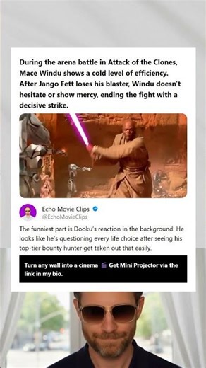 During the arena battle in Attack of the Clones Mace Windu shows a cold level of efficiency After Ja