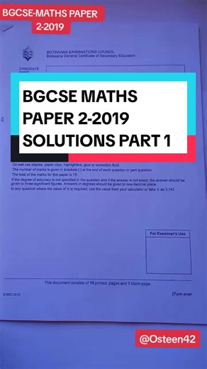 BGCSE Mathematics 2019 Paper 2 Solutions | Examination Revision Series