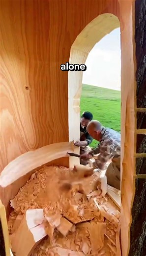treehouse Interior build in 15sec🤯 USA #treehouse #interior #luxury #home #fyp #woodworking #carving