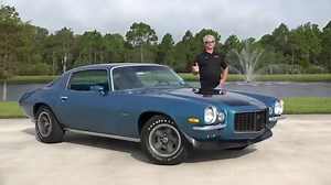 We are taking a closer look at our 1970 Chevrolet Camaro RS Z/28. With a Mulsanne Blue and Black Stripe exterior, and a Blue interior, it is a striking combination. In fact, this actual car was used by the Franklin Mint to create their model car. The Z/28 package got you a lot for $573. Now available was the LT1 350CI V8 engine from the Corvette. Using solid lifters, 780 cfm Holley four-barrel carb, aluminum pistons, and an 11.0:1 compression made for 360 horsepower. It would also be the first y