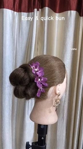 Quick bun hairstyle ❤️ #unique #hairstyle #easy #quick #bun #tutorial #ytshorts 🥰