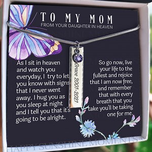 Loss of Daughter Gift for Mother, Daughter Memorial Gift, Daughter Remembrance, Loving Memory Of, Bereavement Gift, Sympathy Necklace - Etsy