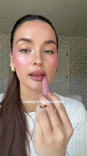 Neutral spring lip combo using skin liner in twist and peptide in toast 🤎💕 . .