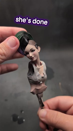 painting Judy Alvarez from cyberpunk 2077 part 17 final assembling her. she is now done. what are your thoughts? thank you to everyone that washed and liked all the videos statue design is from Bulkamancer Sculpts #painting #judyalvarez #cyberpunk2077 #cyberpunk