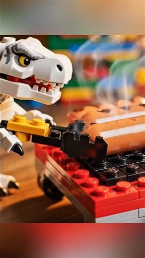 White LEGO T-Rex Makes Hot Dogs 🌭🦖 | Satisfying LEGO ASMR. #lego #legoasmr