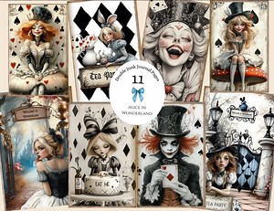 Alice in Wonderland Junk Journal Kit, Printable Scrapbook Papers, Digital Download, Alice Ephemera, Alice in Wonderland Digital Ephemera - Etsy
