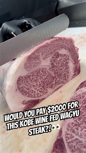 This piece of meat is $2000+ 👀 🇯🇵🥩🔥 Kobe Wine Wagyu 👀