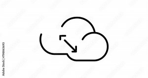 Cloud computing data synchronization animated outline icon on white background. Cloud computing data synchronization 4k motion design animation for web, mobile and ui design
