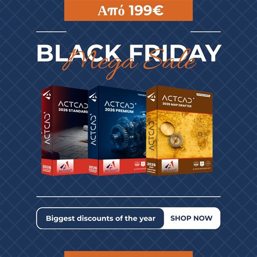 Μόνιμη και μεταφερόμενη άδεια ActCAD μόνο με 199€ φπα. Το ActCAD αποτελεί ένα από τα πλέον δημοφιλή σχεδιαστικά προγράμματα σε Ελλάδα & Κύπρο καθώς περιλαμβάνει το γνώριμο CAD περιβάλλον εργασίας, η εκπαίδευση του χρήστη απαιτεί μόλις μερικά λεπτά ενώ διατίθεται με μόνιμη άδεια και μεταφερόμενη για χρήση σε άλλους υπολογιστές. Πάνω από 1000 μεγάλες τεχνικές εταιρείες, φορείς του δημοσίου και επαγγελματίες μηχανικοί έχουν εμπιστευτεί το ActCAD: www.ergocad.eu/actcad Κάντε online αγορά πριν λήξουν