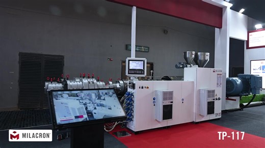 𝗧𝗣-𝟭𝟭𝟳 completes Milacron’s latest set of innovations, offering a balance of productivity, performance, and reliability. With an output of up to 𝟭,𝟮𝟬𝟬 𝗸𝗴/𝗵𝗿, this new extruder features a high-torque EISENBIESS (European) gearbox, ensuring superior performance. Built to enhance operational productivity in manufacturing PVC pipes, our new twin screw extruder caters to the growing demands of a high-volume pipe production solution. 𝗟𝗲𝗮𝗿𝗻 𝗺𝗼𝗿𝗲 𝗮𝗯𝗼𝘂𝘁 𝗼𝘂𝗿 𝘁𝘄𝗶𝗻-𝘀𝗰𝗿𝗲