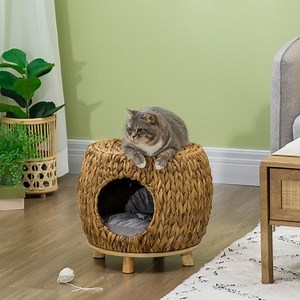 Rattan Cat House Stool, Wicker Kitten Bed for Outdoors and Indoors w/ Cushion  | eBay UK