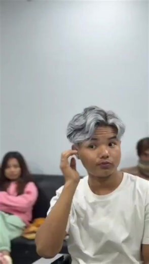 Mid Fade Haircut with Silver Grey Color