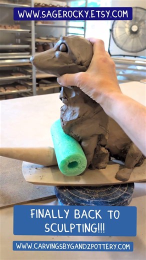 Clay Dog Sculpture in Process #clayart #sculpting #sculpture #clay #pottery #potterystudio #handmade