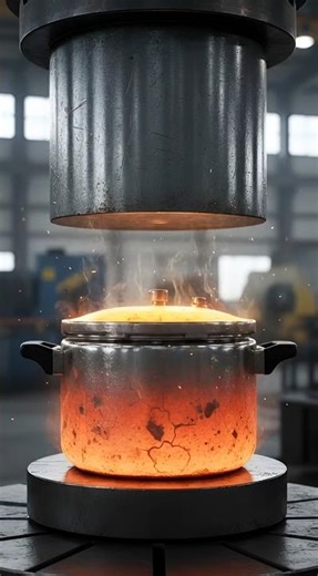 Red Hot Metal Pressure Cooker Vs Hydraulic Press 🤔