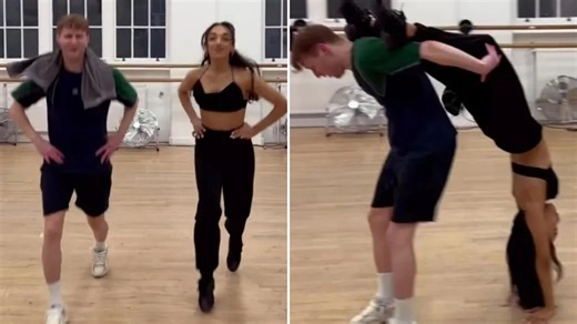 Watch moment Strictly star Jamie Borthwick gets KICKED in the head in rehearsal