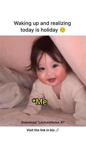 LectureNotes AI on Instagram: "Download LectureNotes AI so you can wake up on a holiday with instant happiness and zero academic stress on your mind. Because LectureNotes AI keeps your studies organised, letting you fully enjoy days that are meant for rest. #studyapps #studysmart #studentlife #lecturenotesai #ainotetaking"