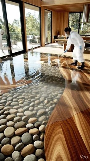 Transparent Epoxy Floor Over Natural Stone & Wood | Satisfying Timelapse Installation