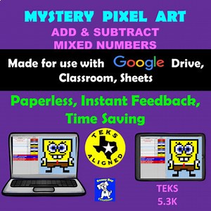 Adding and Subtracting Mixed Numbers – Mystery Pixel Art