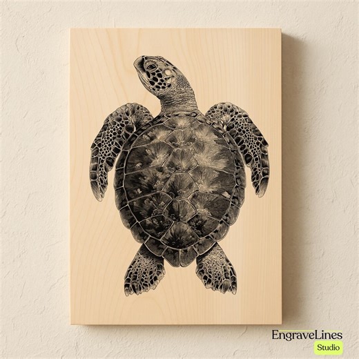 Sea Turtle Laser Engraving | Coastal Nautical Design (PNG, SVG, JPG) - Etsy