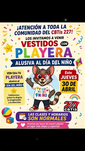 Día del Niño en CBTis 227: ¡Vístete de alegría!
