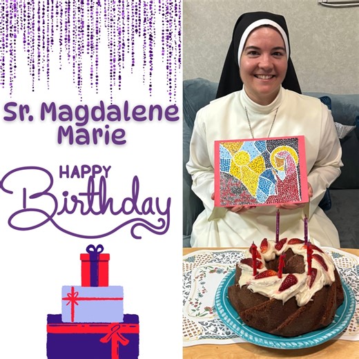 Happy Birthday to Sr. Magdalene Marie, HMSS 🎉 Our Maumee Sisters joined us to celebrate her first birthday as a professed sister! Join us in celebrating her life and the incredible gift she is to us and to all she encounters. May God bless her and our Blessed Mother enfold her in joy and peace! #Mercedarian #Vocations #Catholic #Joy #Birthday #Faith | Mercedarian Sisters of the Blessed Sacrament