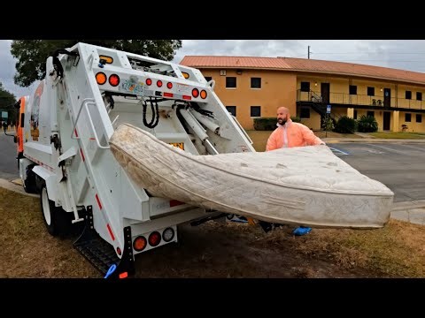 Tiny Garbage Truck Takes On Mountain Of Bulk Items (ASMR)