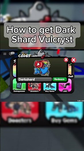 How to get Dark Shard Vulcryst by code #doodleworld #ccg #roblox #fyp