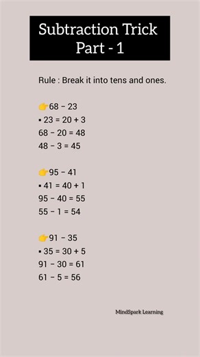 Part - 1 || Easy subtraction trick #vedicmaths #maths #mathstricks #education #arithmetic #study