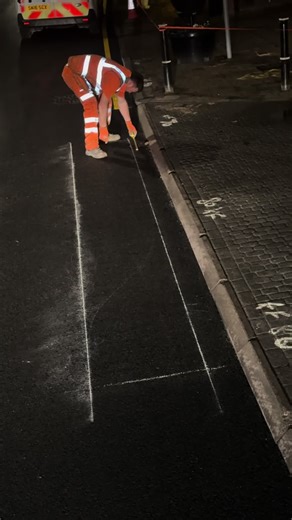 Installing White Thermoplastic 'LOADING ONLY' Markings