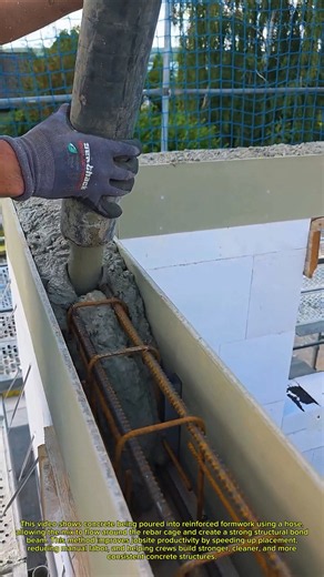 Concrete Bond Beam Pouring #Construction #Concrete #Engineering