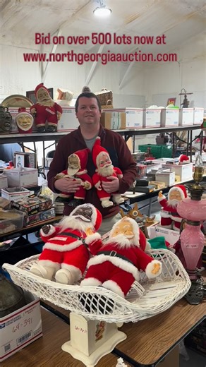 Rushton Santa Galore!!! Bid on over 500 lots now at www.northgeorgiaauction.com #vintagechristmas #rushtonsanta #vintagesanta | North Georgia Auction