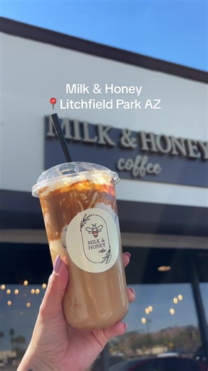 Such a cute coffee spot in the West Valley ! I grabbed their cookie butter latte of course 🤎🤌🏼 let me know if you try it 🥰 #fyp #coffee #coffeeshop #litchfieldpark #az @Milkandhoneyaz