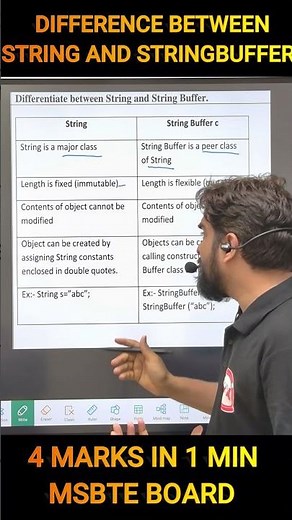Difference between string and stringbuffer | V2V CLASS | In Hindi