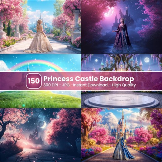 Princess Castle Digital Backdrop, Magical Spring Forest, Birthday Portrait & Maternity Photos - Etsy
