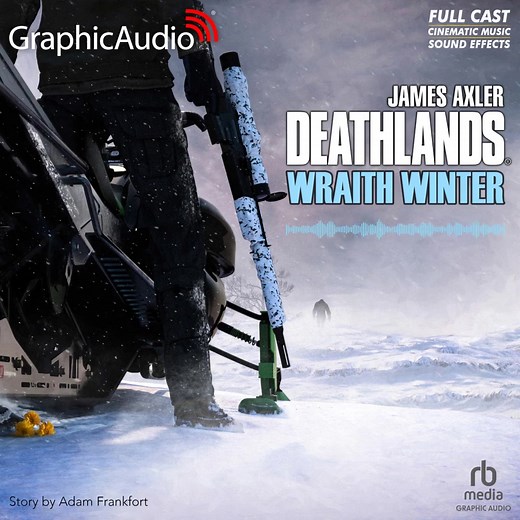 Listen to a Graphic Audio Sample from the upcoming Deathlands 157: Wraith Winter by James Axler. https://loom.ly/MqBpqLU. Caught in the vice of the mountains, J.B. and Mildred are ripped from their friends by snowmobile-riding bandits that worship violence, velocity, and their black-horned Baron. Ryan tries to mount a rescue, but against raging blizzards, drug-fueled barbarians and a fracture in his own ranks, progress is frozen in its tracks. | GraphicAudio