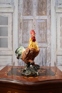Colorful Cast Iron Rooster Statue - Farmhouse Sculpture, Garden Decor - Etsy