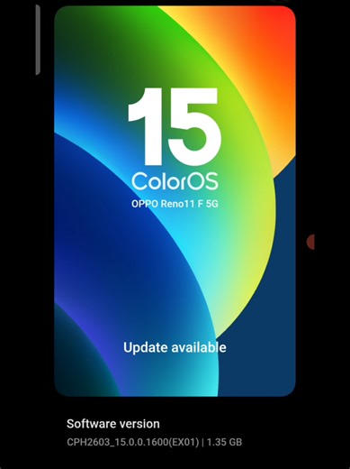 System Integrates the January 2026 Android security patch to enhance system security. Must-knows 1. If you encounter any problems when using the new version, please contact our customer service. 2. The update package will be deleted after being installed. oppo reno11 f 5g January security update #oppo #opporeno11f #coloros15 #oppoJanuarysecurityupdate #techtok #techlife #fyp #100kviews