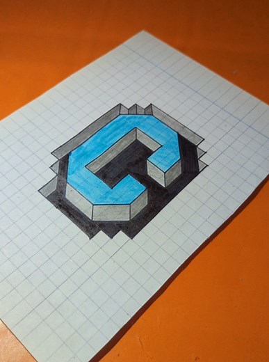 Easy 3D Drawing of the Letter C for Beginners