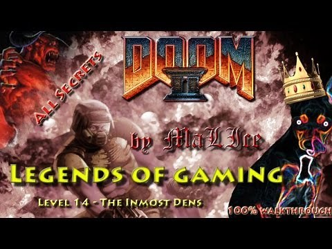Doom 2 (jDoom) 100% walkthrough - Level 14 The Inmost Dens (all secrets)