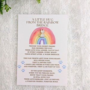 Rainbow Bridge Card for Pet Memorial, White Cat Memorial Card, Loss of Cat Grieving Gift, Rainbow Bridge Poem, Bereavement Gift, Pet Loss - Etsy